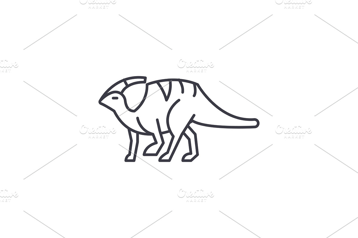 parasaurolophus vector line icon, sign, illustration on background, editable strokes in Illustrations - product preview 8