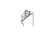 roof repair vector line icon, sign, illustration on background, editable strokes