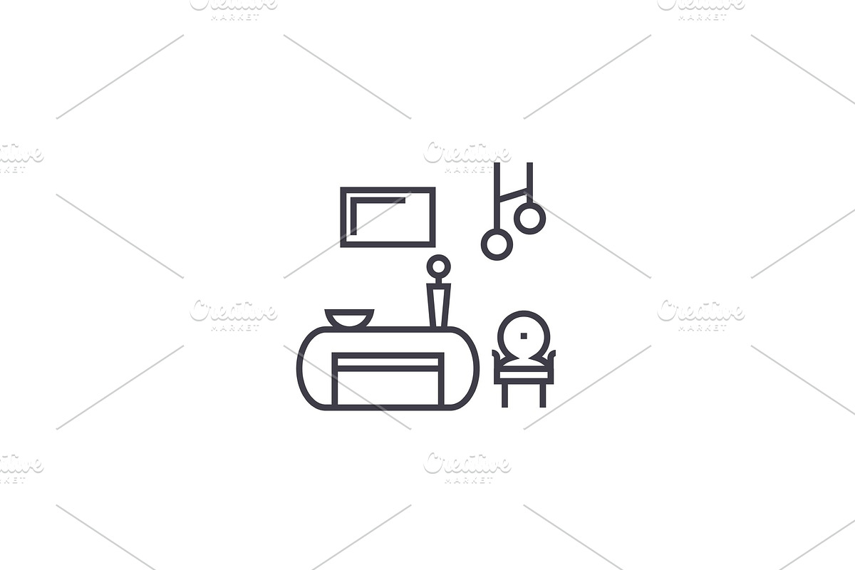 salon room vector line icon, sign, illustration on background, editable strokes in Illustrations - product preview 8