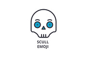 scull emoji vector line icon, sign, illustration on background, editable strokes