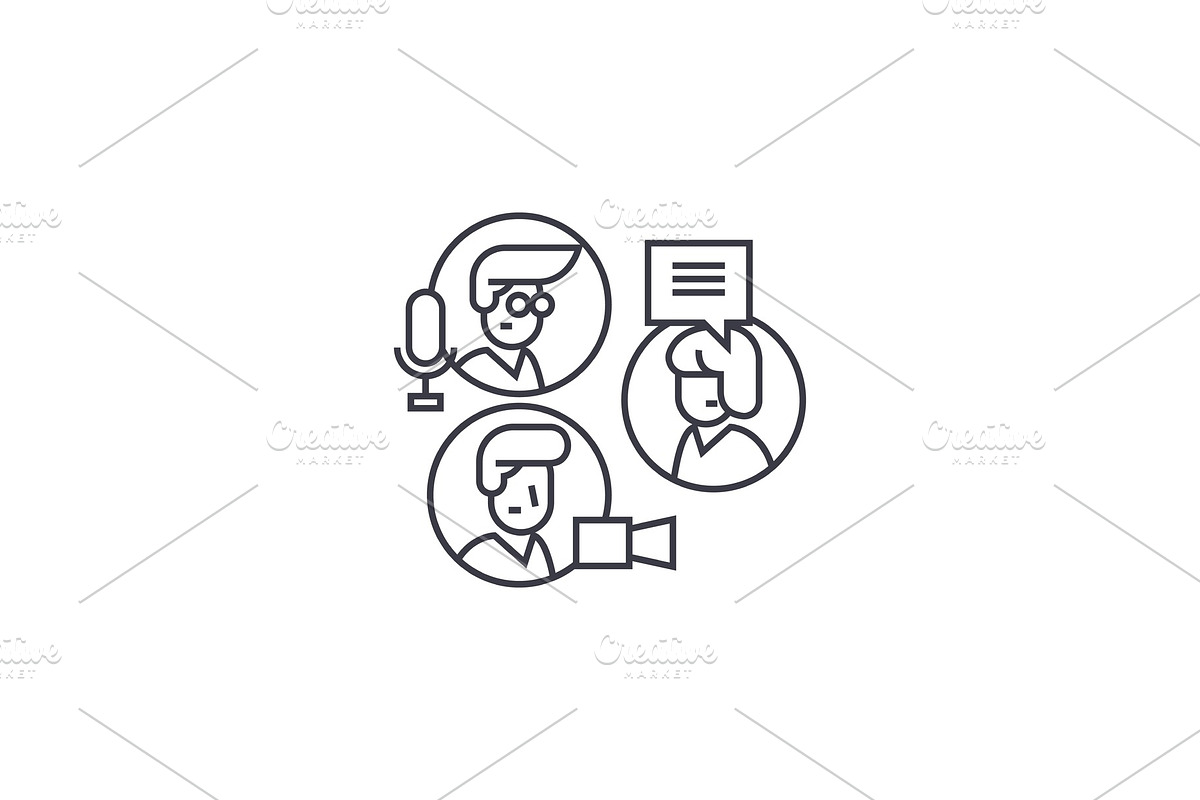 share ideas, group chat vector line icon, sign, illustration on background, editable strokes in Illustrations - product preview 8