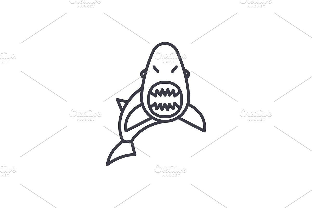 shark vector line icon, sign, illustration on background, editable strokes in Illustrations - product preview 8