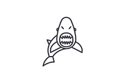 shark vector line icon, sign, illustration on background, editable strokes
