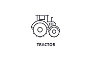 tractor vector line icon, sign, illustration on background, editable strokes