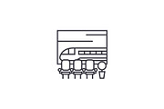 train station vector line icon, sign, illustration on background, editable strokes