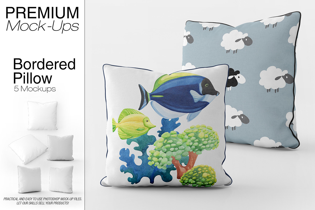 Bordered Square Pillow Mockup Pack in Product Mockups - product preview 8