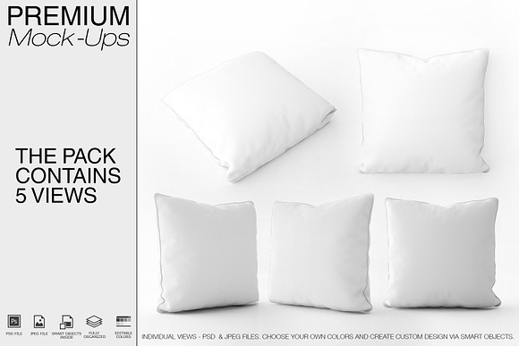 Bordered Square Pillow Mockup Pack in Product Mockups - product preview 1