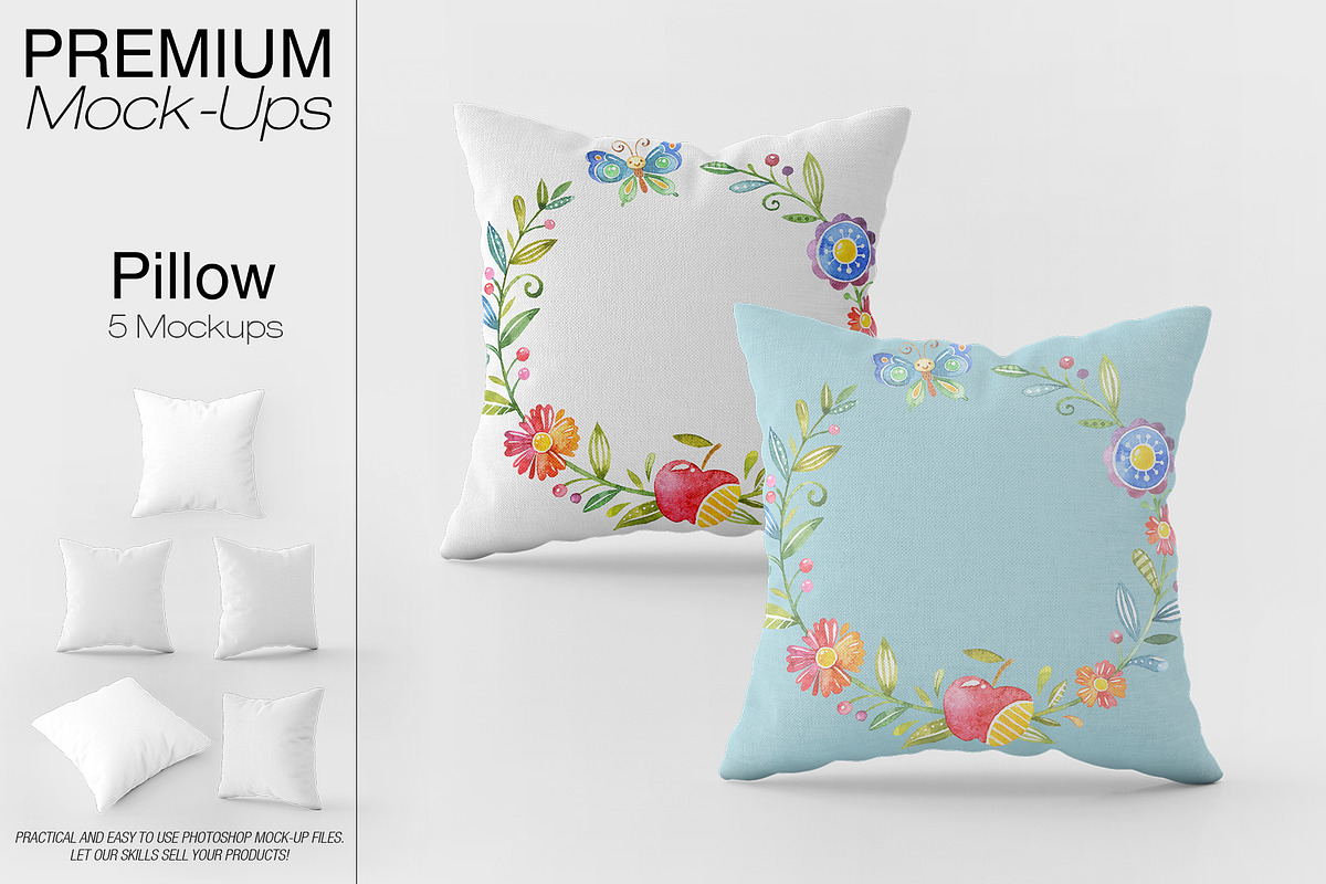 Square Throw Pillow Mockup in Product Mockups - product preview 8