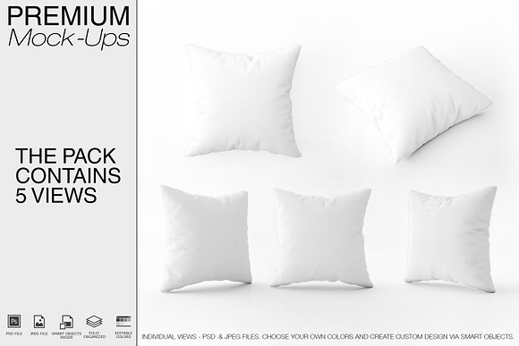 Square Throw Pillow Mockup in Product Mockups - product preview 1