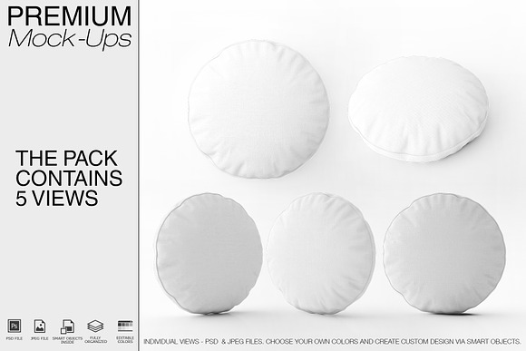 Round Pillow Mockup in Product Mockups - product preview 1
