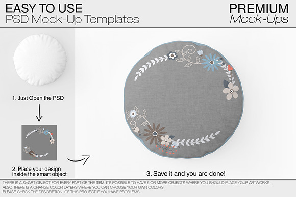 Round Pillow Mockup in Product Mockups - product preview 11