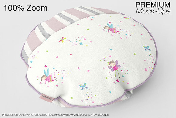 Bordered Round Pillow Mockup in Product Mockups - product preview 2