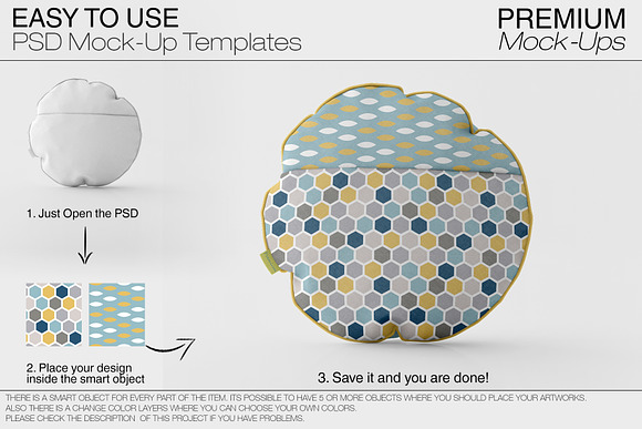 Bordered Round Pillow Mockup in Product Mockups - product preview 12