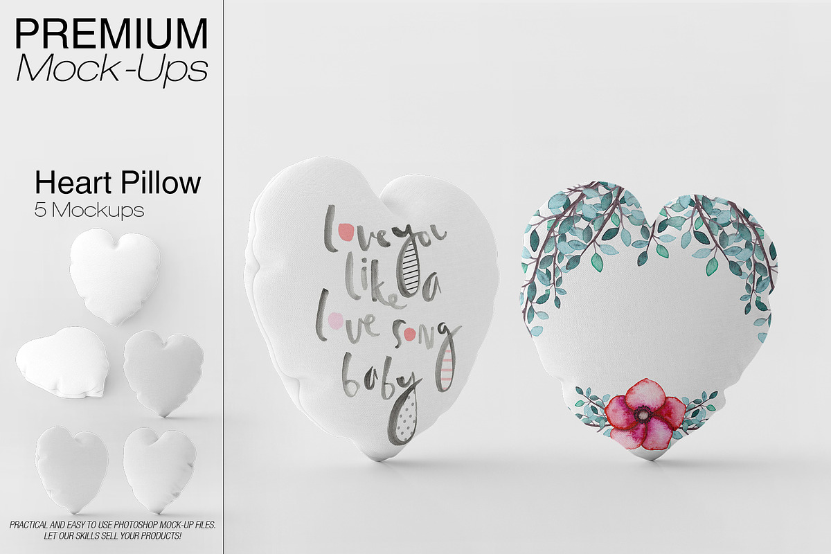 Heart Pillow Mockup in Product Mockups - product preview 8