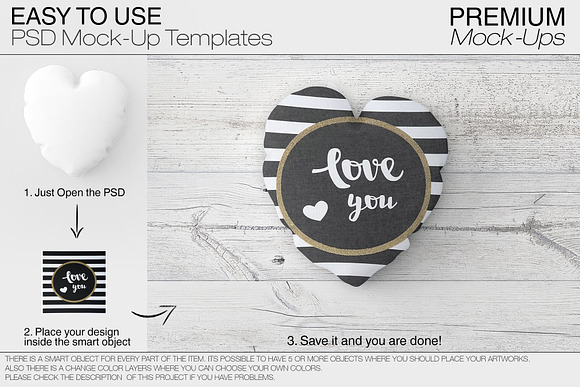 Heart Pillow Mockup in Product Mockups - product preview 11