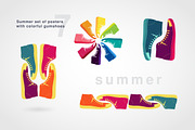 Summer poster with colorful gumshoes