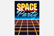 Space Disco Party vintage poster.