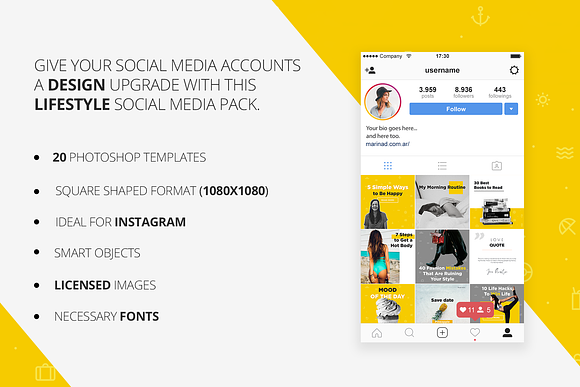 Lifestyle Social Media Pack in Instagram Templates - product preview 2