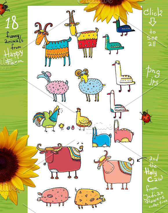 Happy Farm - Animals and Flowers in Illustrations - product preview 1