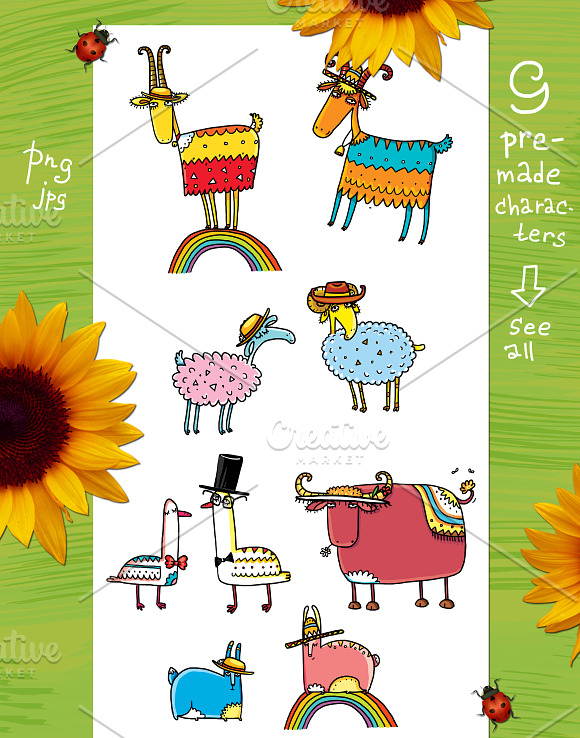 Happy Farm - Animals and Flowers in Illustrations - product preview 4
