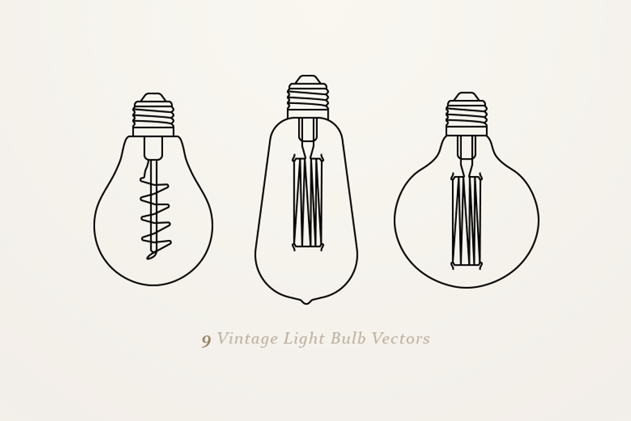 9 Vintage Light Bulb Vectors in Objects - product preview 8