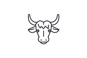 cow head vector line icon, sign, illustration on background, editable strokes