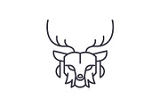 deer head vector line icon, sign, illustration on background, editable strokes