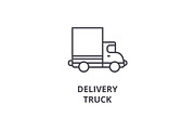 delivery truck vector line icon, sign, illustration on background, editable strokes