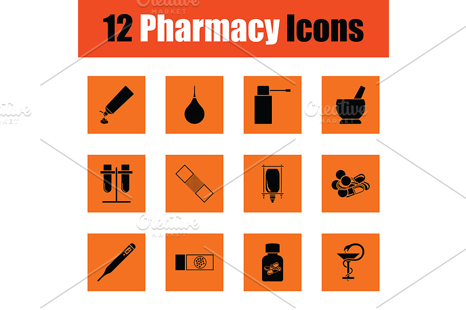 Set of twelve pharmacy icons in Graphics - product preview 8