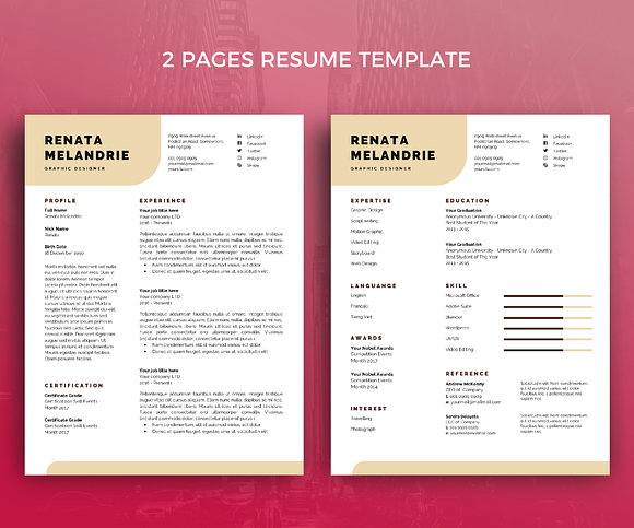 Resume Template 44 in Resume Templates - product preview 1