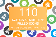 110 Avatars & Emoticons Filled Icons
