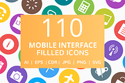 110 Mobile Interface Filled Icons