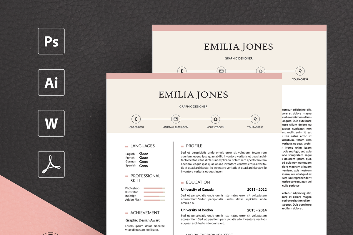 Pinky Resume Template / CV template in Resume Templates - product preview 8