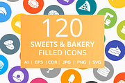 120 Sweet & Bakery Filled Round Icon