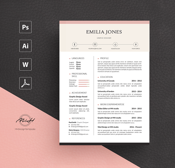 Pinky Resume Template / CV template in Resume Templates - product preview 3