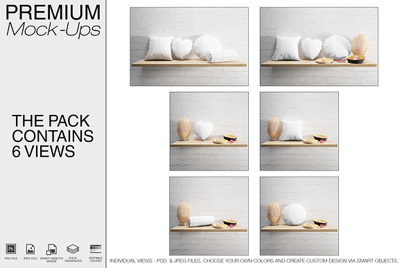 Pillows on Shelf Set in Product Mockups - product preview 1