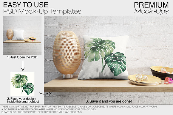 Pillows on Shelf Set in Product Mockups - product preview 2