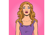 Blissful girl pop art vector illustration