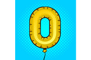 Air balloon in shape of number 0 pop art vector
