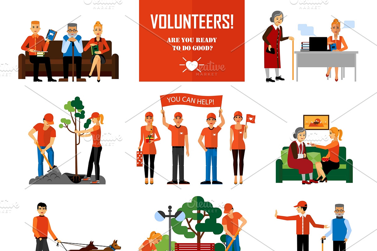 Volunteers decorative icons set in Graphics - product preview 8