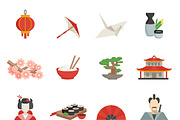 Japanese icons flat set