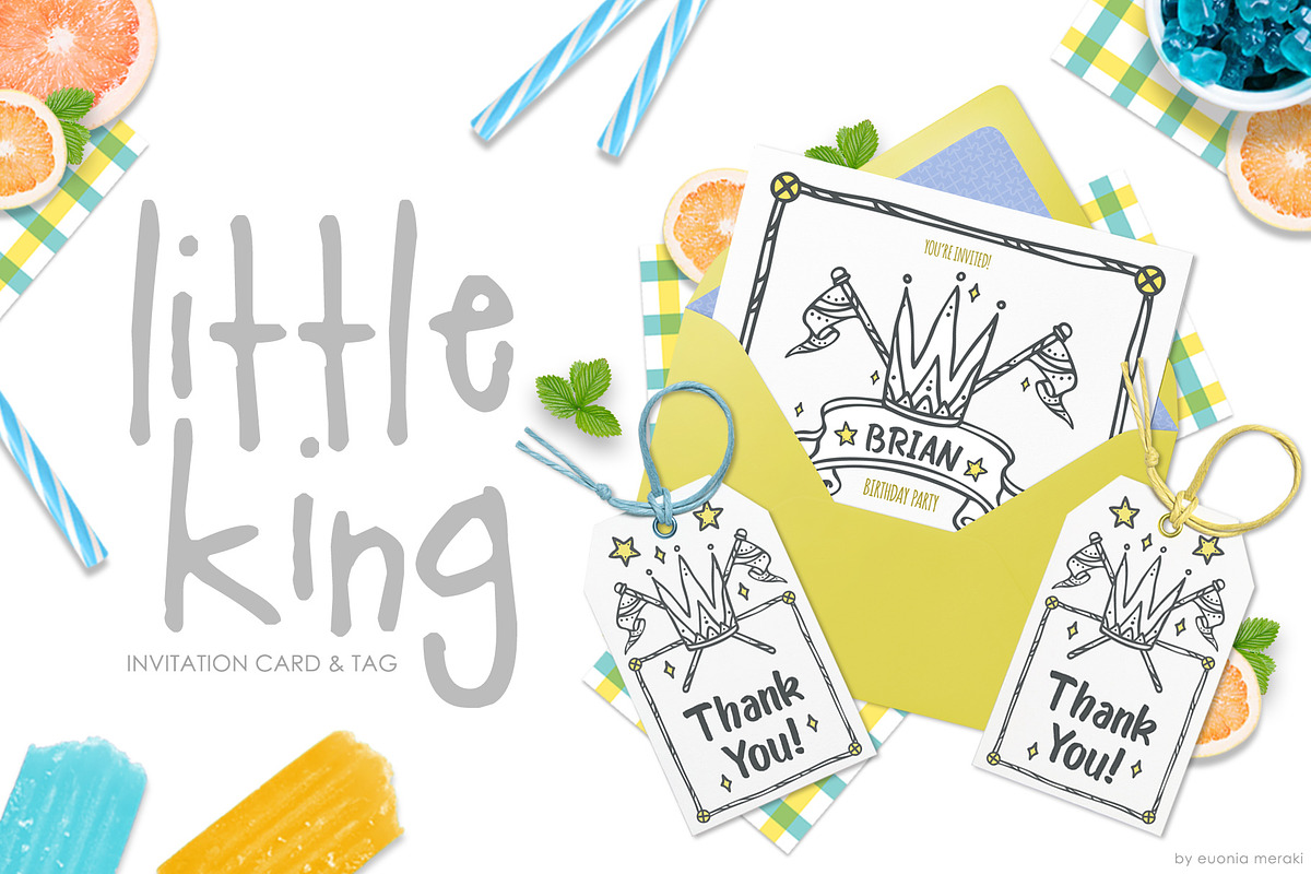 Little King- Boy Invitation Template in Card Templates - product preview 8