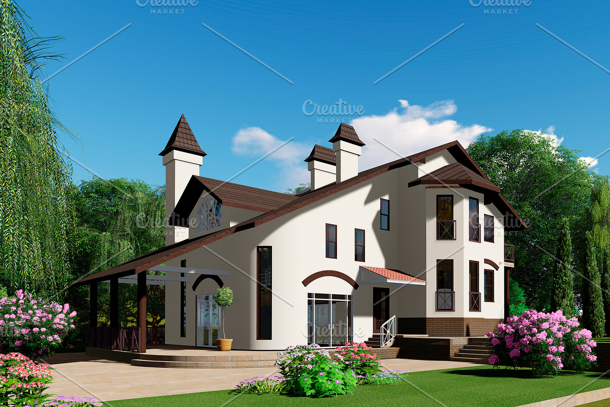 3d Visualization. Cottage. in Illustrations - product preview 8