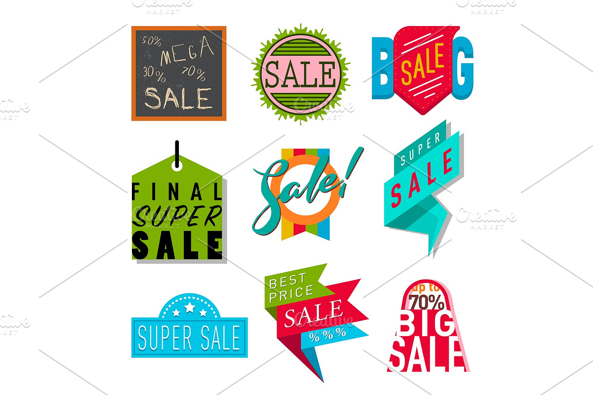 Super sale extra bonus banners text in color drawn label business shopping internet promotion vector illustration in Illustrations - product preview 8
