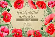 Hand-painted poppies PNG watercolor 