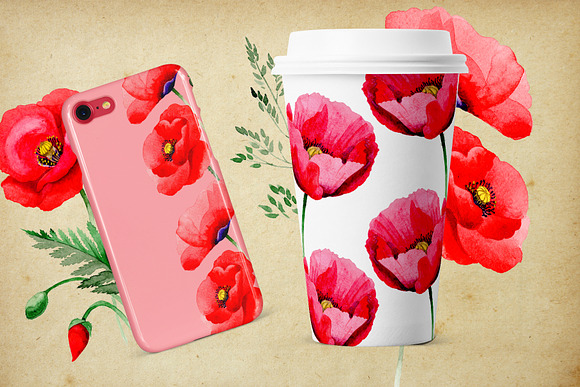 Hand-painted poppies PNG watercolor  in Illustrations - product preview 4