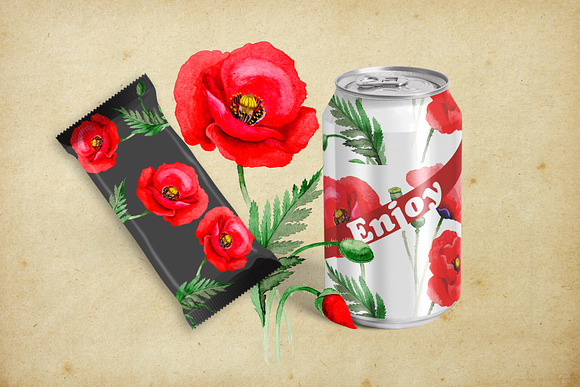 Hand-painted poppies PNG watercolor  in Illustrations - product preview 5