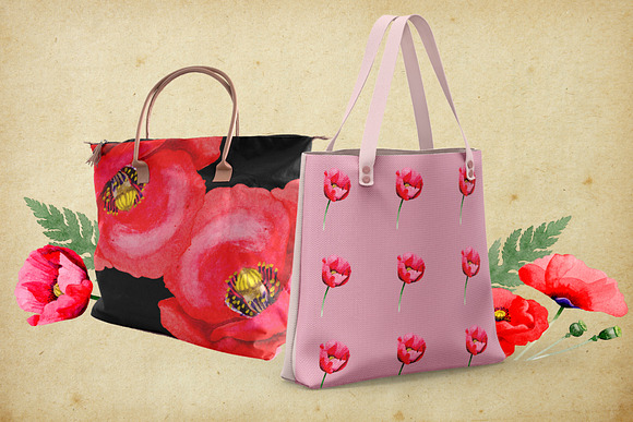 Hand-painted poppies PNG watercolor  in Illustrations - product preview 6