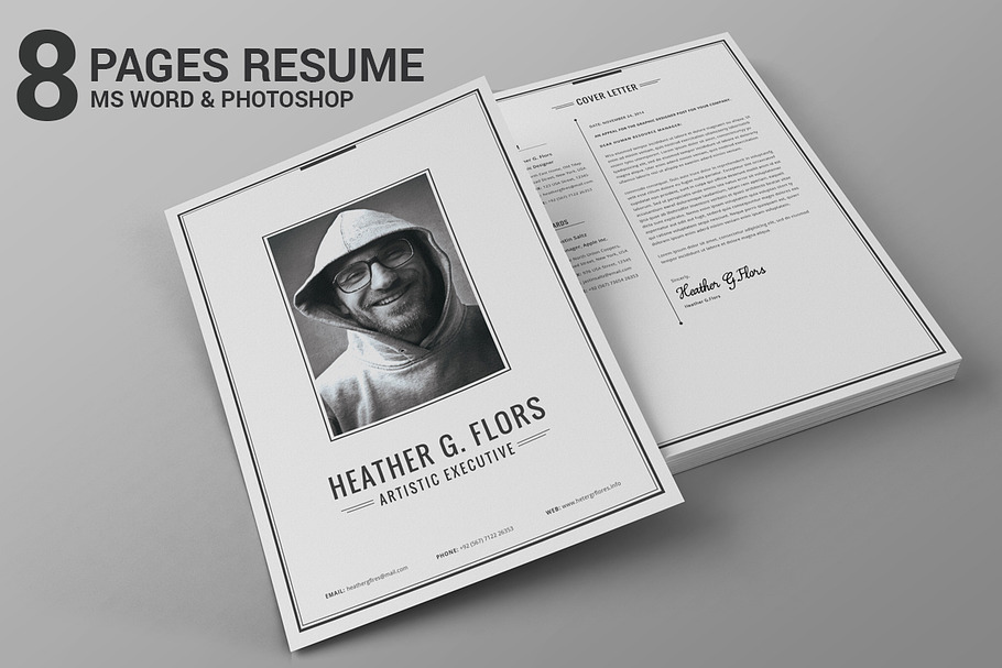 8 Pages Extended Resume CV MS Word in Letter Templates - product preview 8