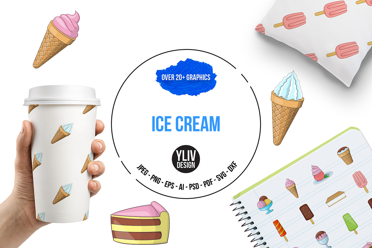 Ice cream icons set, cartoon style in Graphics - product preview 8